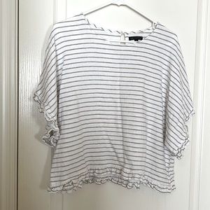 Striped gold a, tan and white blouse